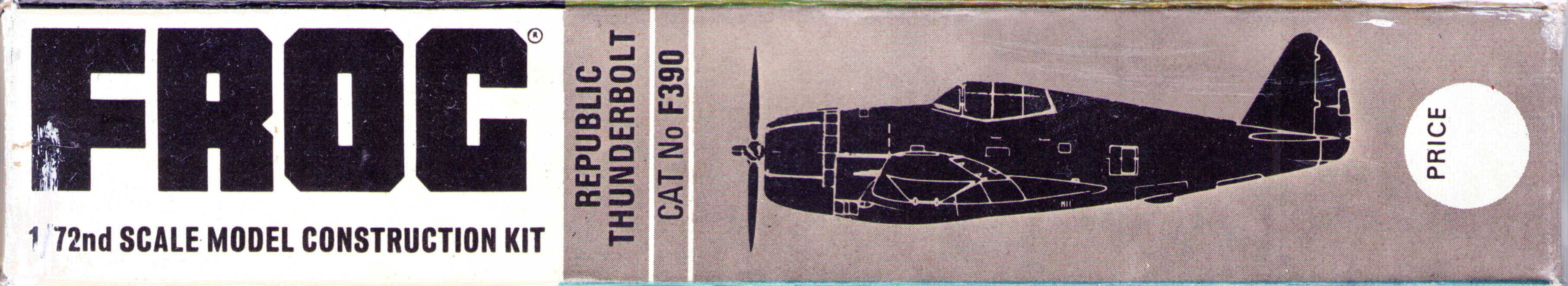 Сторона коробки  FROG F390 P-47 Thunderbolt Fighter bomber, Black series, Rovex Industries Ltd, 1964-65